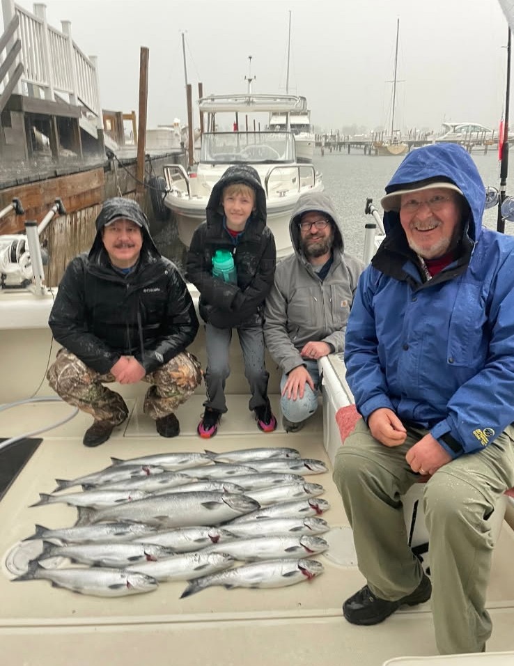 Charter fishing outing on Lake Michigan in Wisconsin