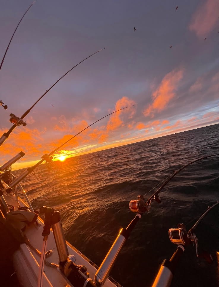 Charter fishing boat on Lake Michigan near Milwaukee