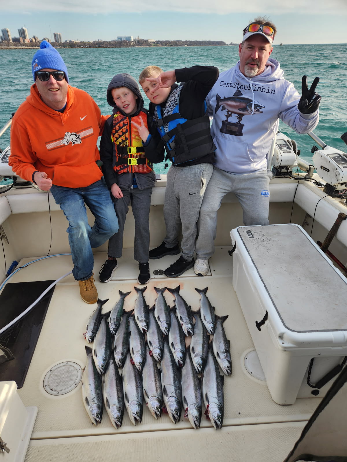 Milwaukee charter fishing group on Lake Michigan