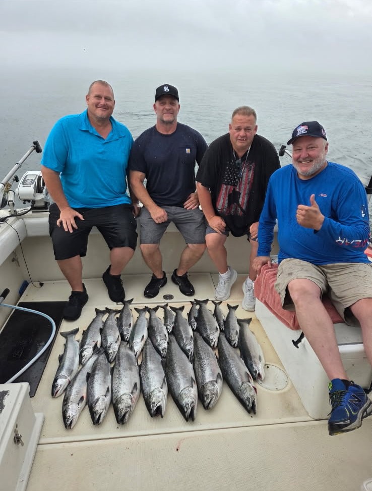 Wisconsin Lake Michigan fishing charter with big catch