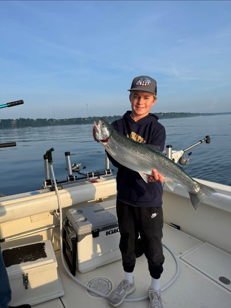 Lake Michigan charter fishing in Wisconsin with anglers