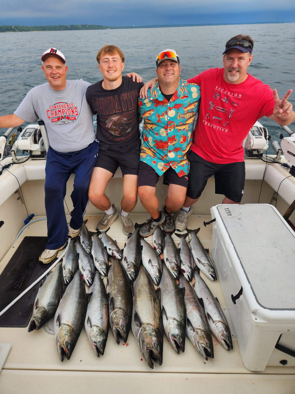 Wisconsin Lake Michigan fishing charter with anglers