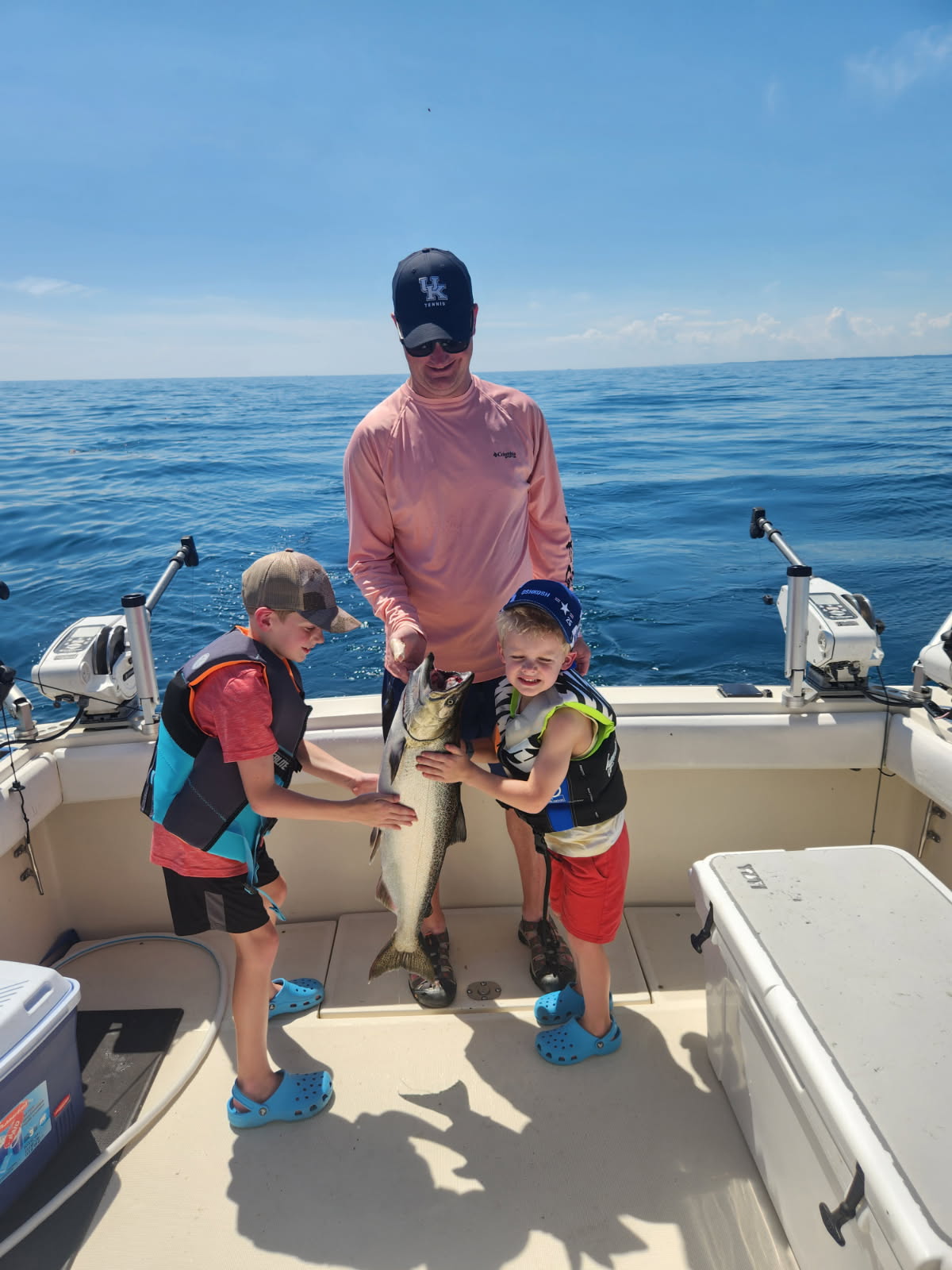 Lake Michigan charter fishing crew photo in Wisconsin