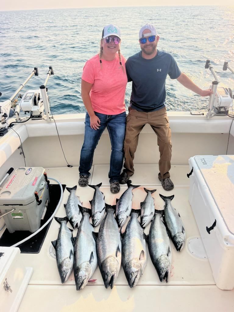 Wisconsin Lake Michigan fishing charter with salmon catch